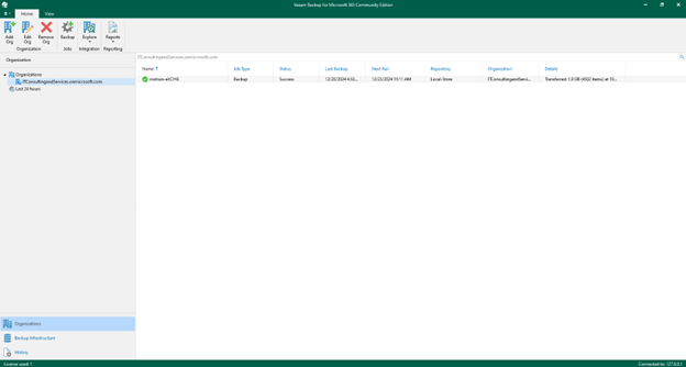 Veeam Backup and Recovery Console Microsoft Exchange