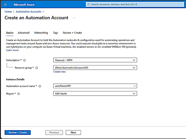 Step 3: Enter the detail and click on Review + Create.